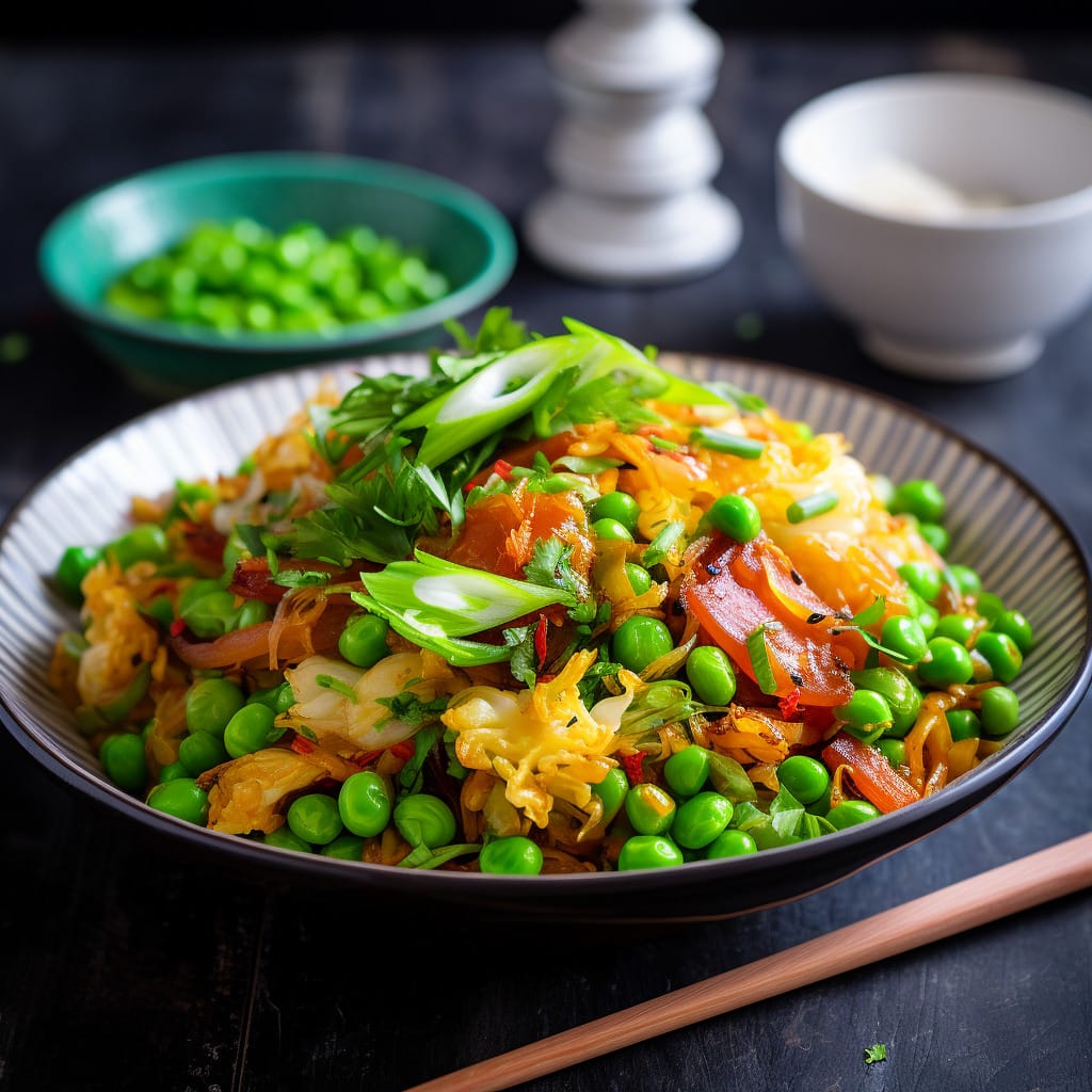 Cabbage and Pea Stir Fry - Sattvic Recipes